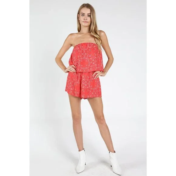 HONEY PUNCH Bandana Strapless Romper - Picture 1 of 4